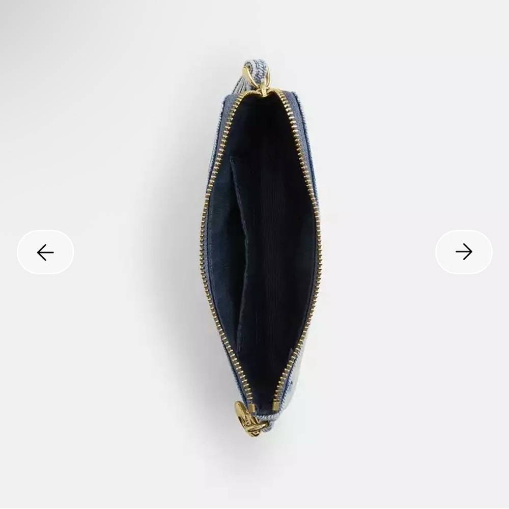 Coach Light Denim Wristlet with Gold Charm Accents - Picture 3 of 3